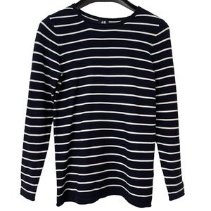 H & M | MEN’S L/S SWEATER | SZ S | DARK BLUE/WHITE | NWOT |